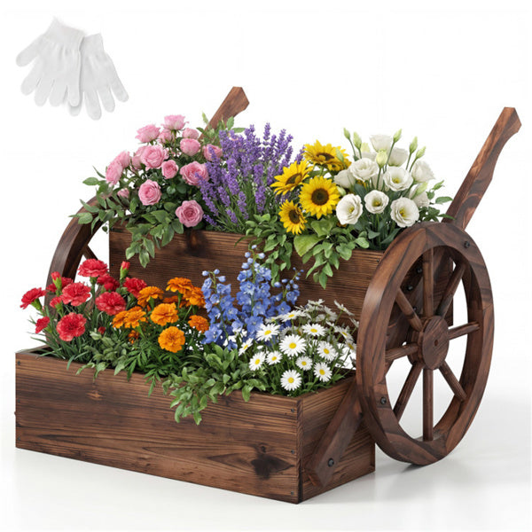 Carbonized Fir Wood 2-Tier Wagon Planter