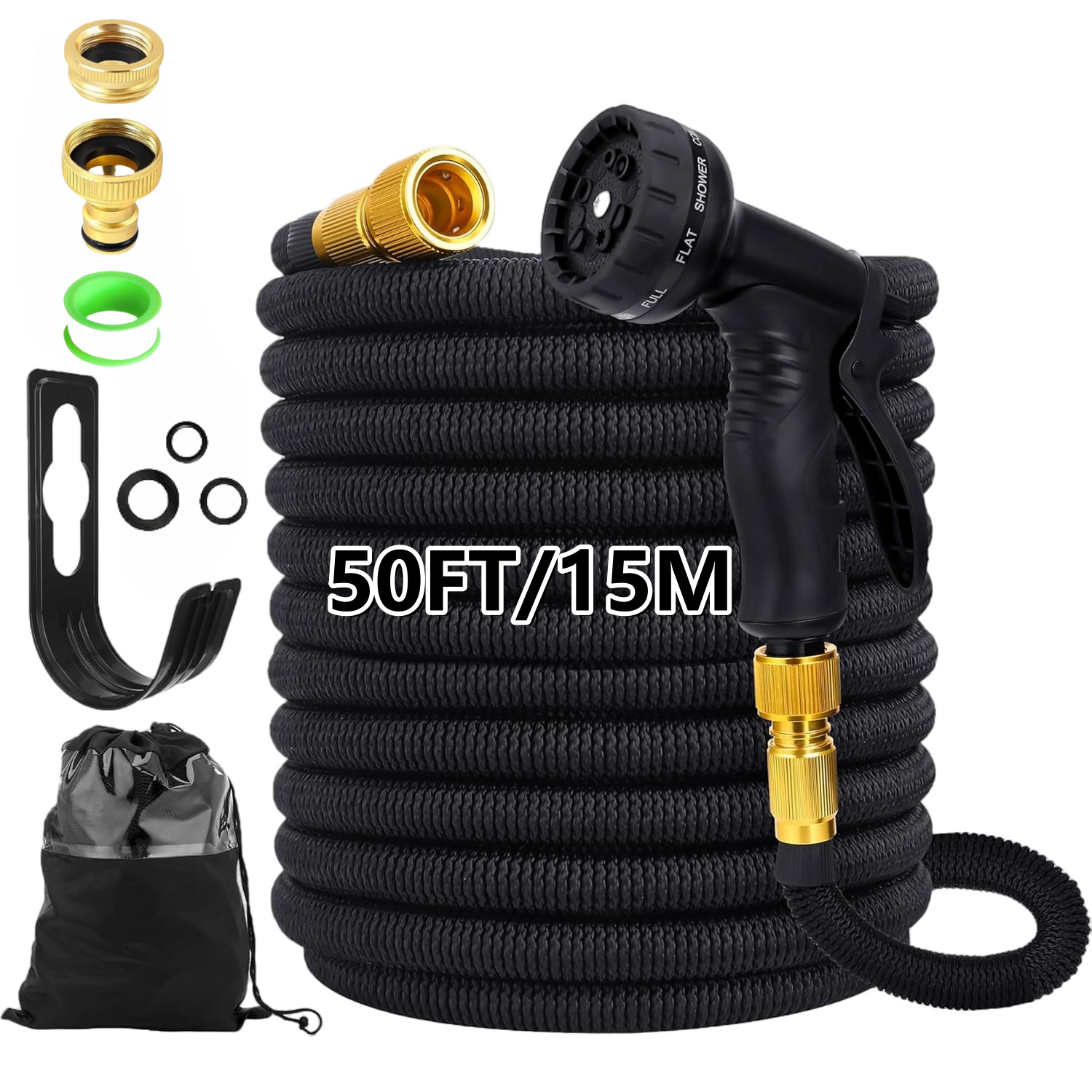 Multi-Function Garden Hose Nozzle Set, 50ft