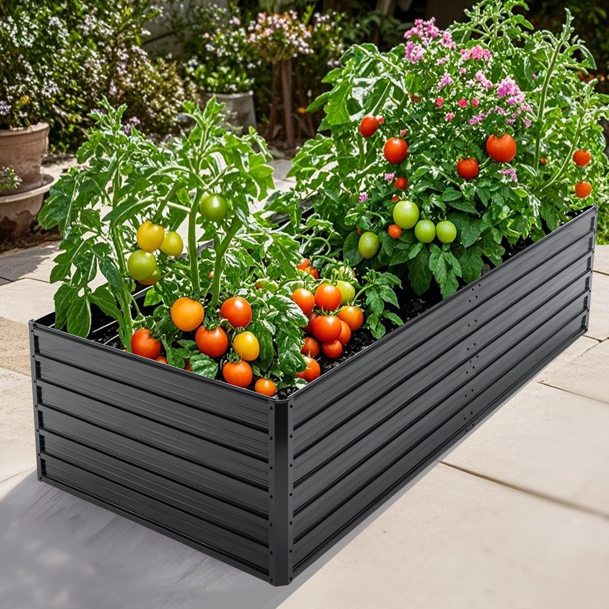 Galvanized Metal Raised Garden Bed (7.2 × 3.6 × 2 ft)