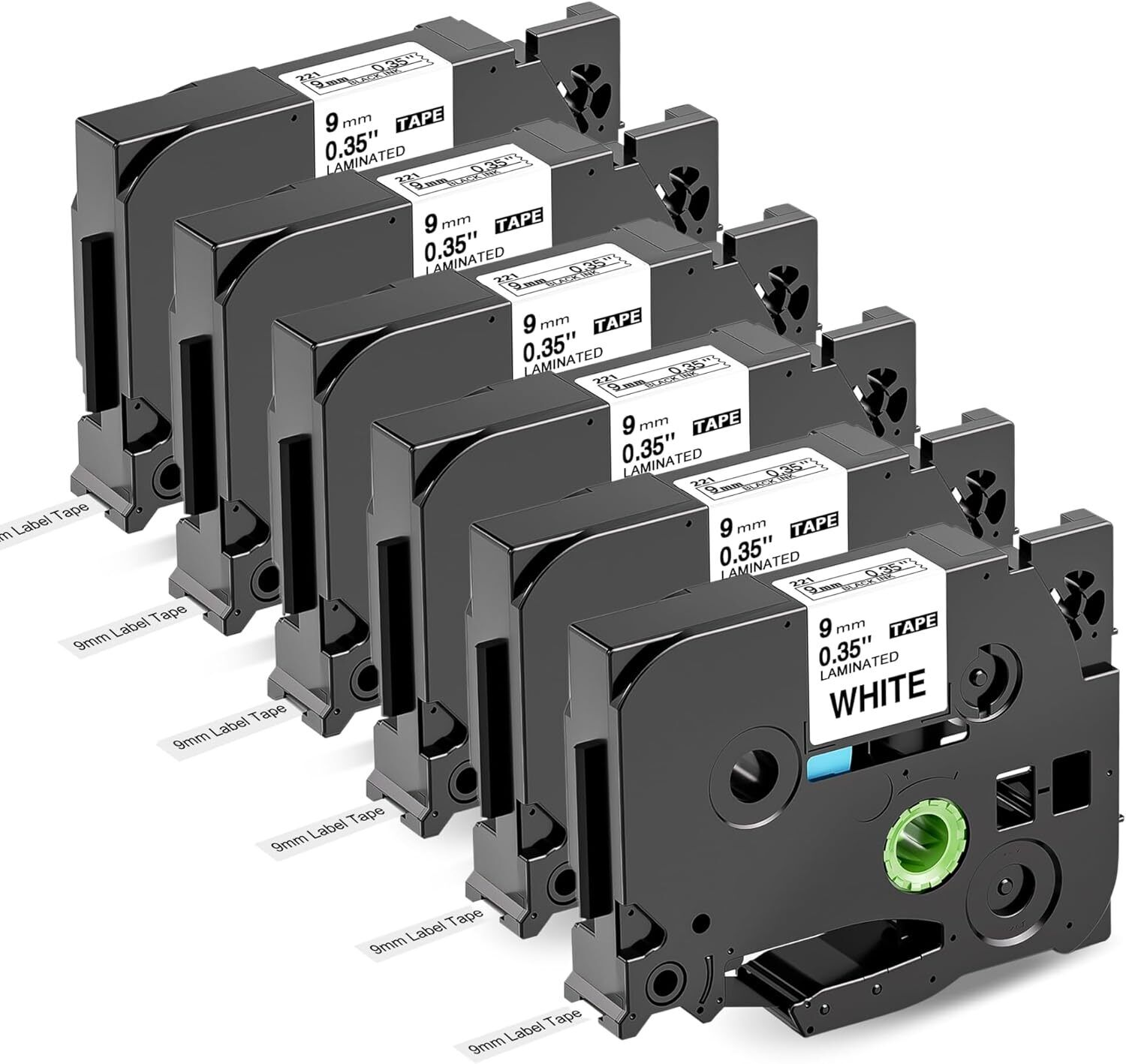 Brother P-Touch Compatible Label Tape, 9mm (6-Pack)